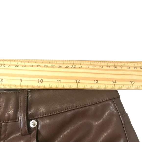 Vintage Brown Faux Leather Pants Women’s High Waist Straight Leg RetroY2K Size 4 - Picture 8 of 12